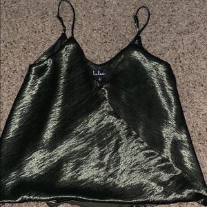 LuLus green silky formal tank
